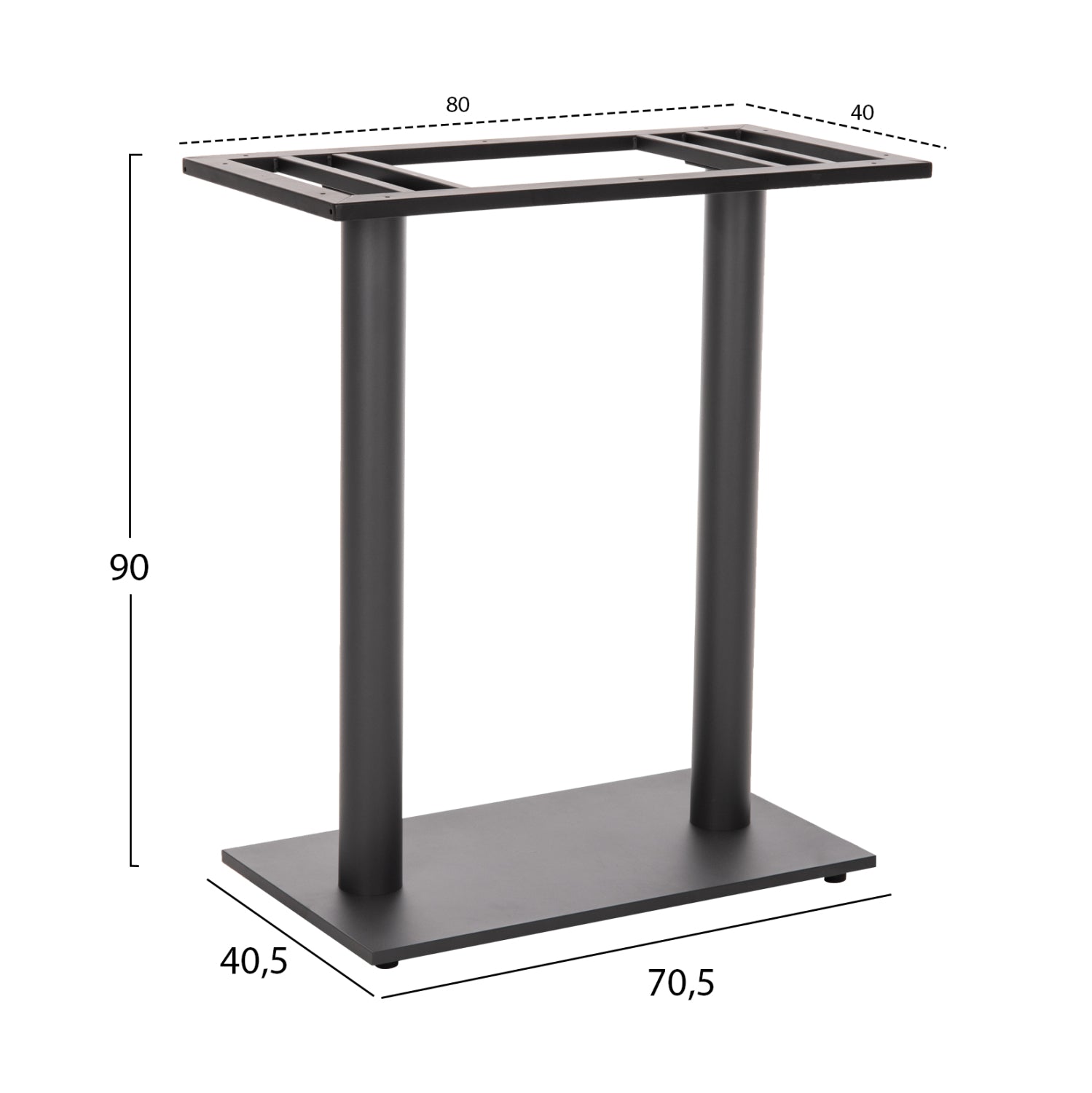 Двойна метална основа за бар маса 478.20/сив мат средна височина, 40x80x90 см