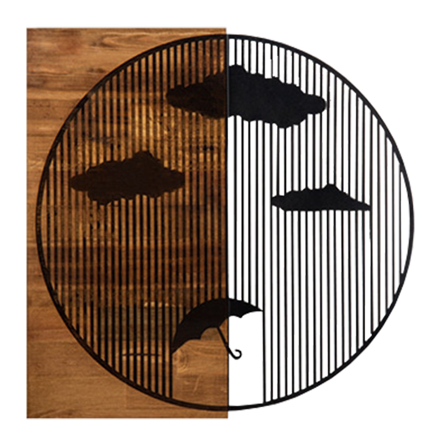 Декор за стена - метални ламарини черно-дърво 58x3(дълбочина)x58см.