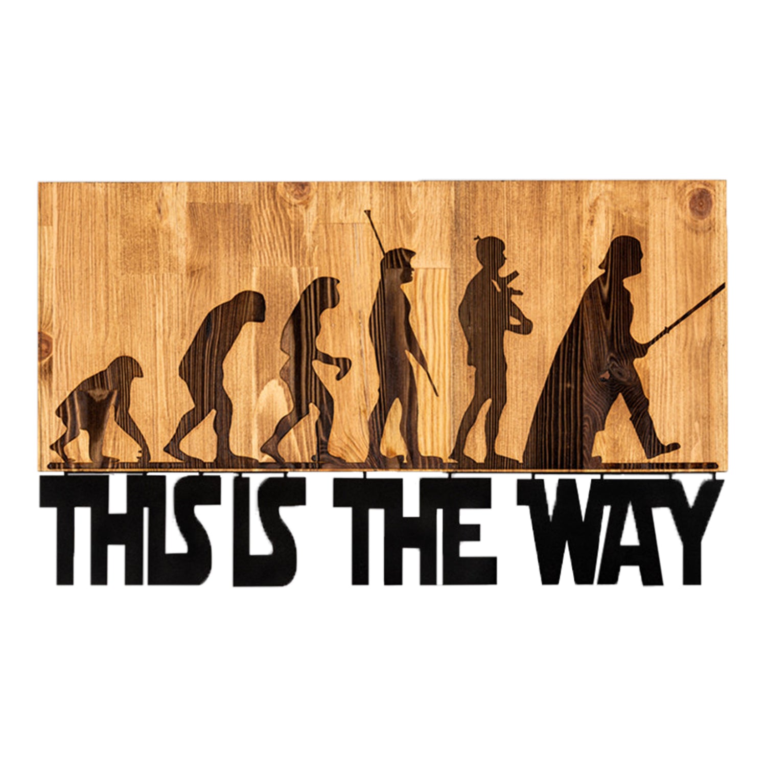 Декор за стена - метални ламарини черно-дърво 58x3(дълбочина)x37см.