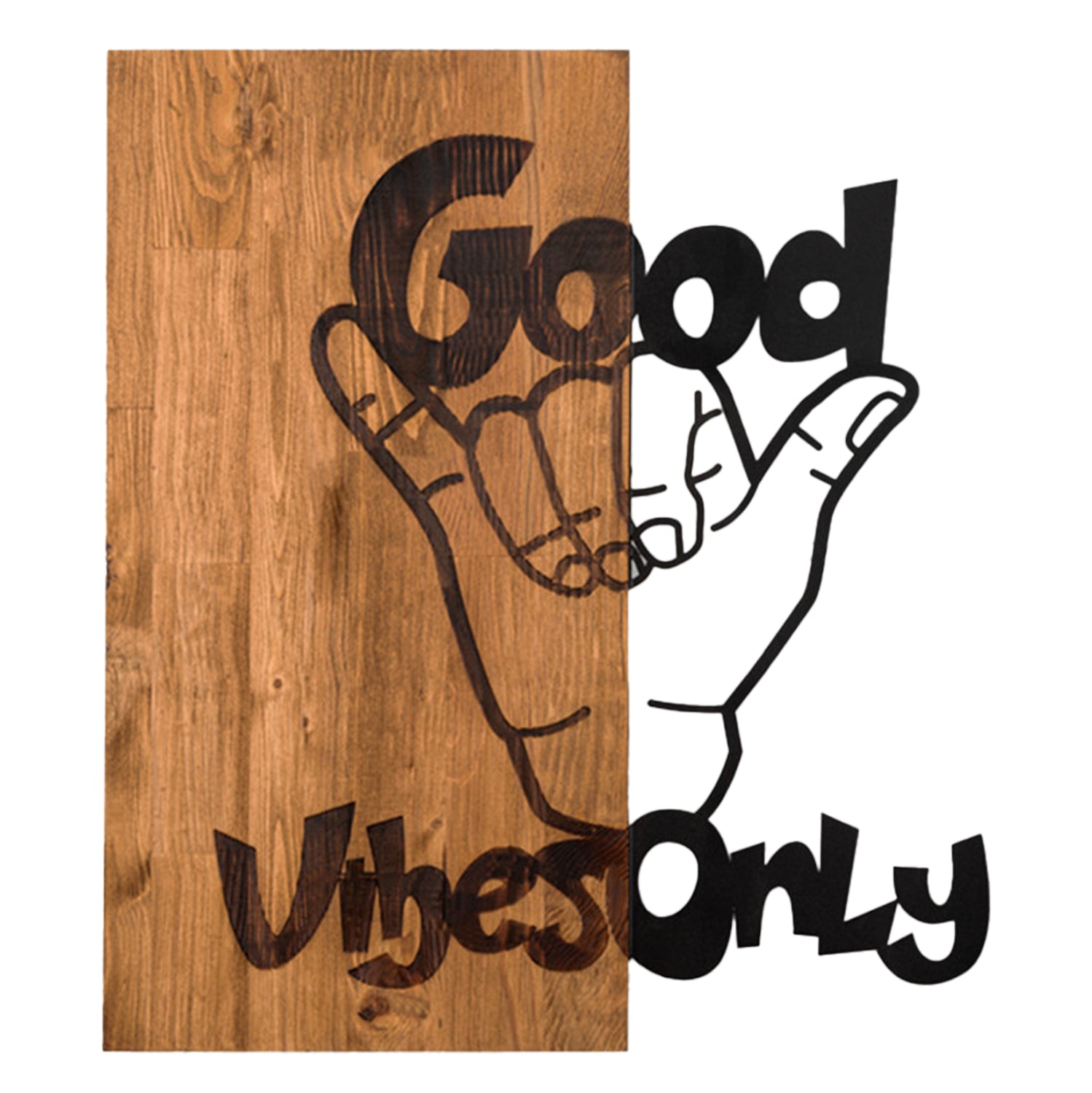 Декор за стена - метал в черно дърво 50x3(дълбочина)x58кв.