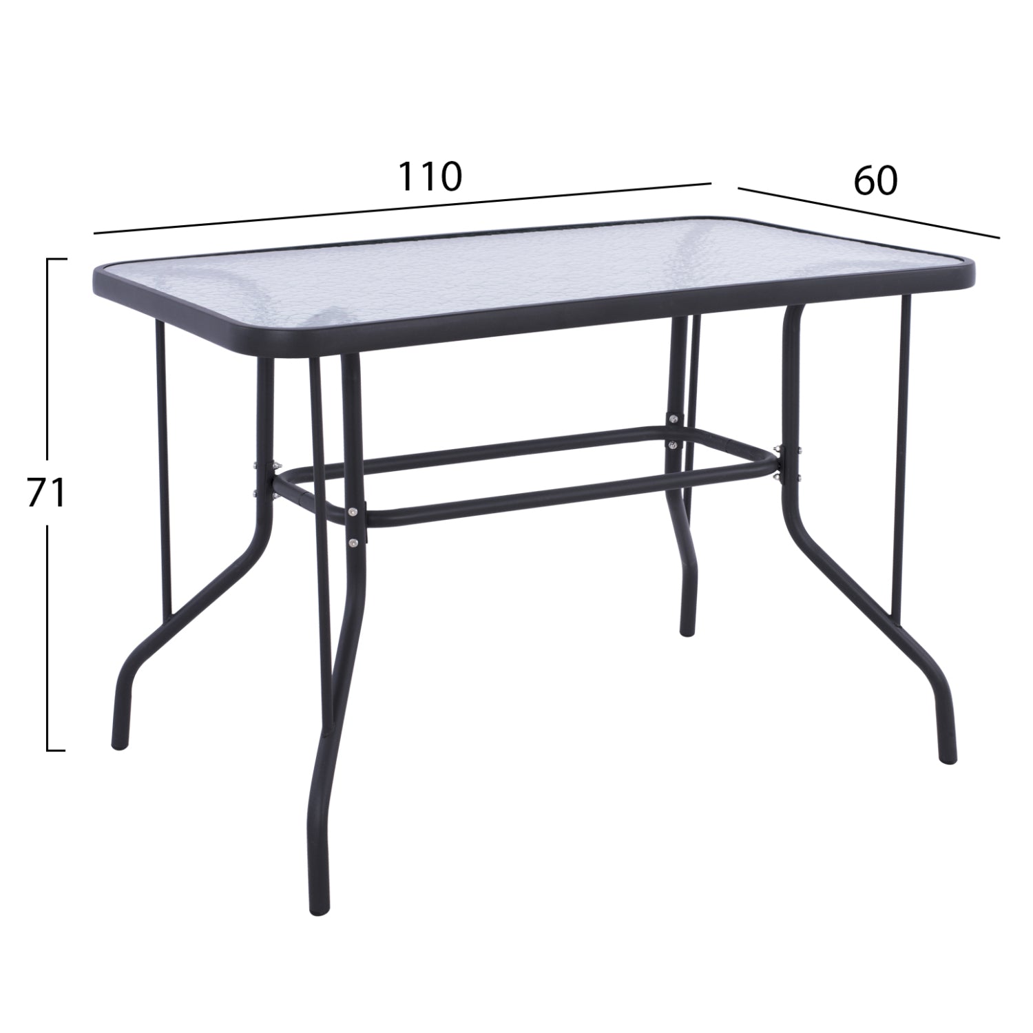 Маса Адам  110х60 -сив цвят метал/стъкло