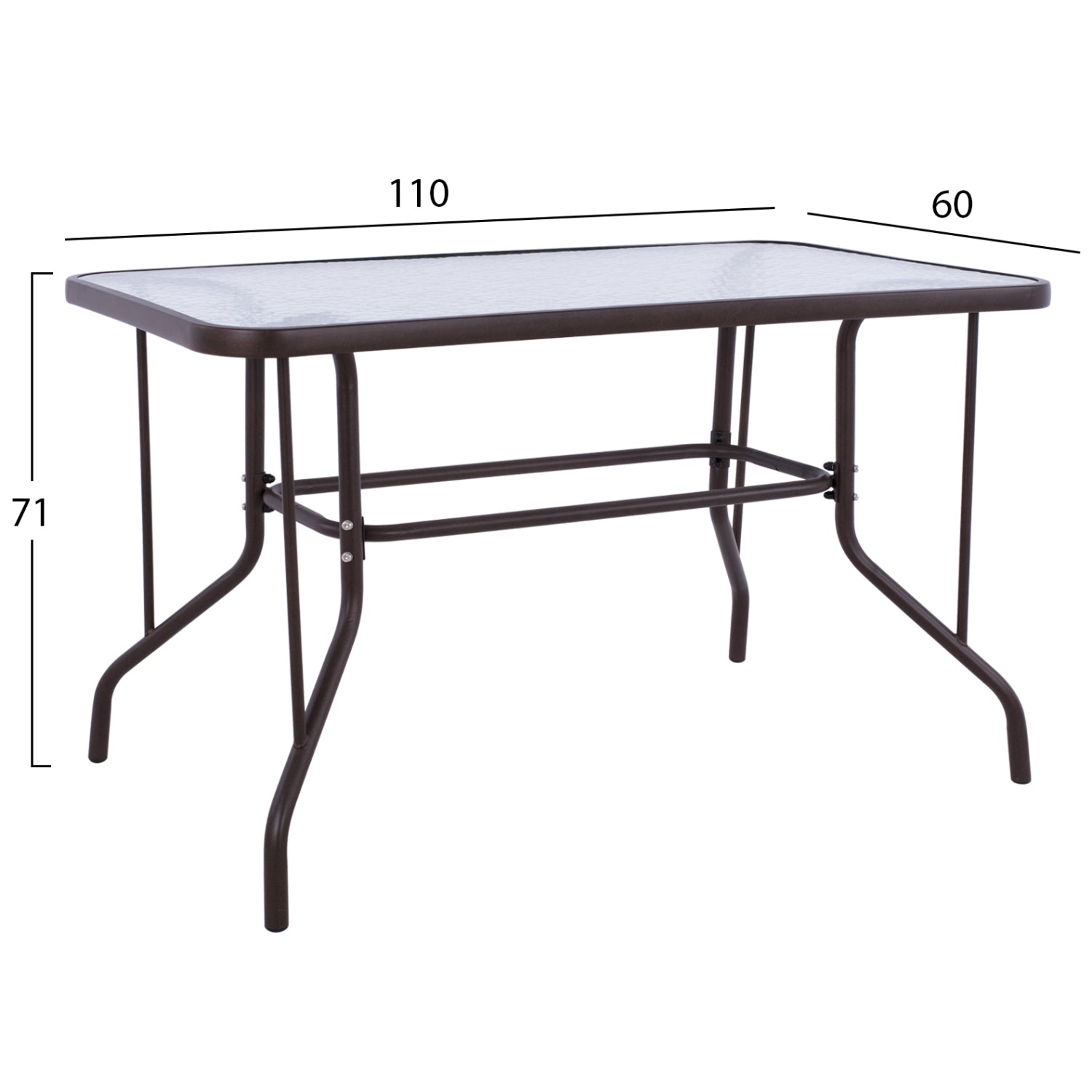 Маса Адам метал/стъкло  110х60 -кафяв цвят