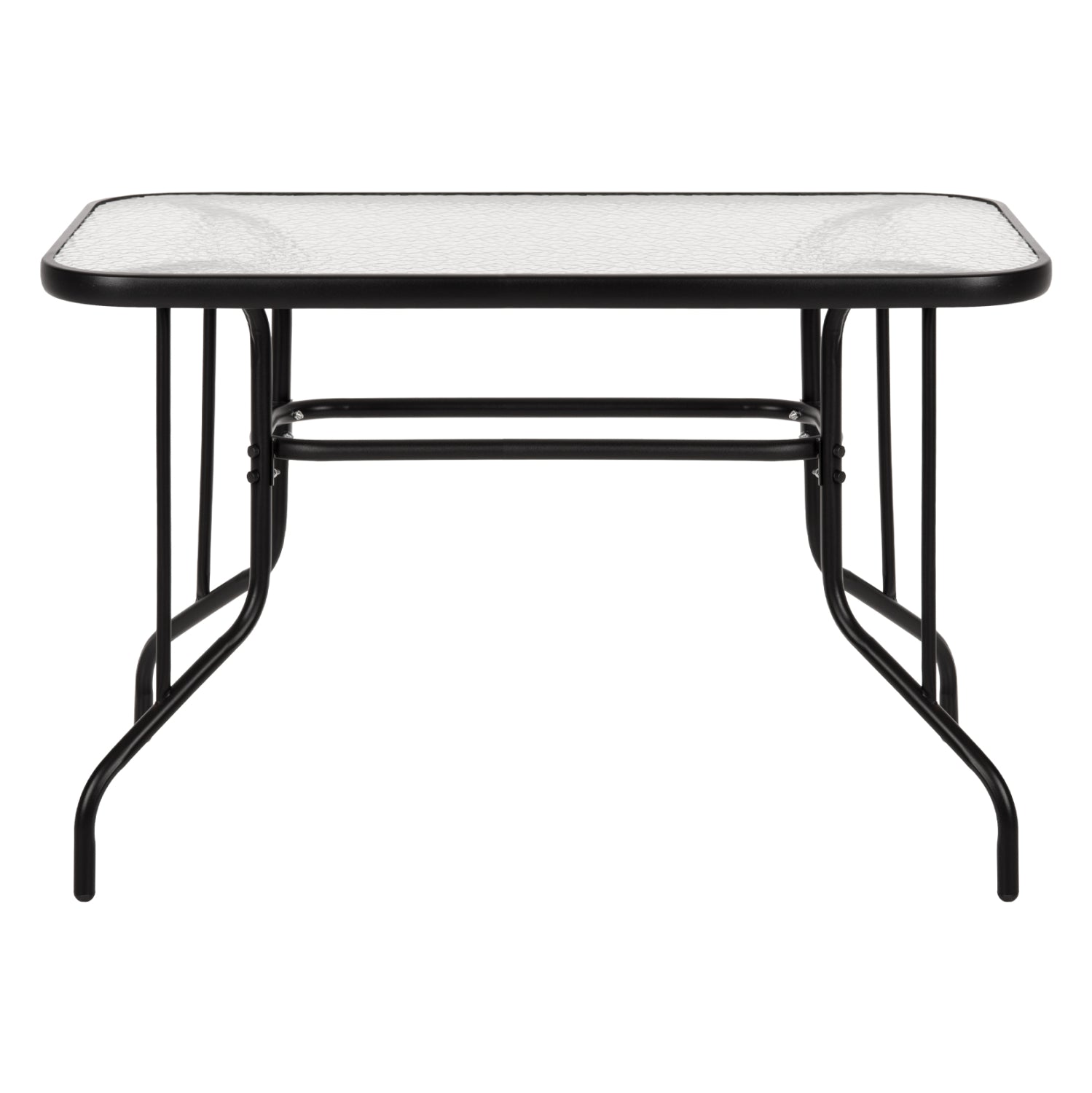 Маса Адам черна метална, със стъклен плот, 110x60x71 см