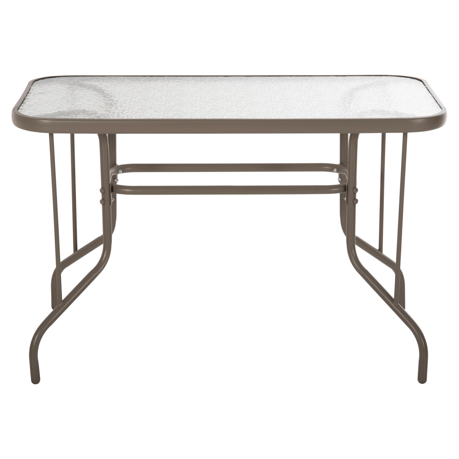 Метална маса Адам  шампанско със стъклена повърхност 110x60x71см