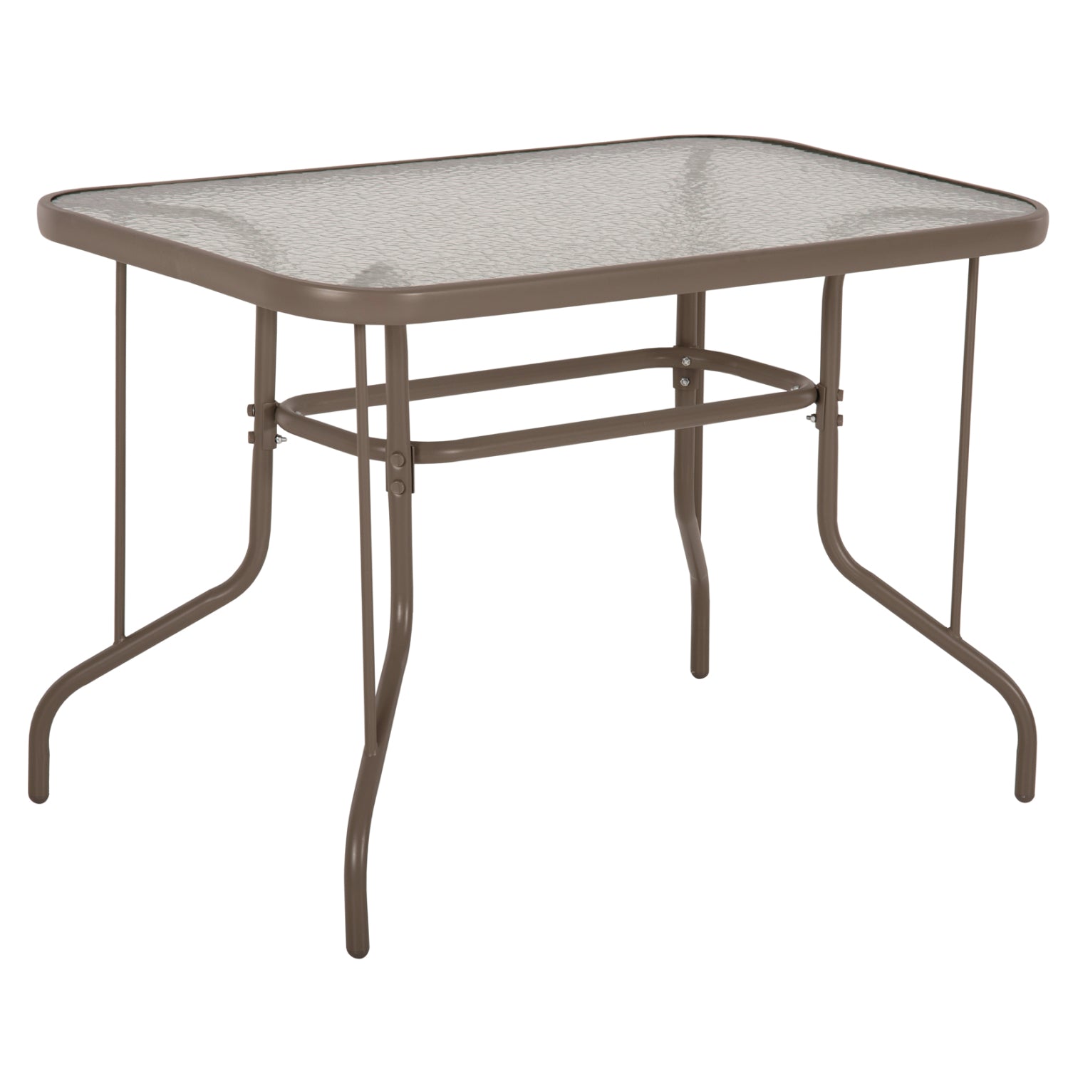 Метална маса Адам  шампанско със стъклена повърхност 110x60x71см