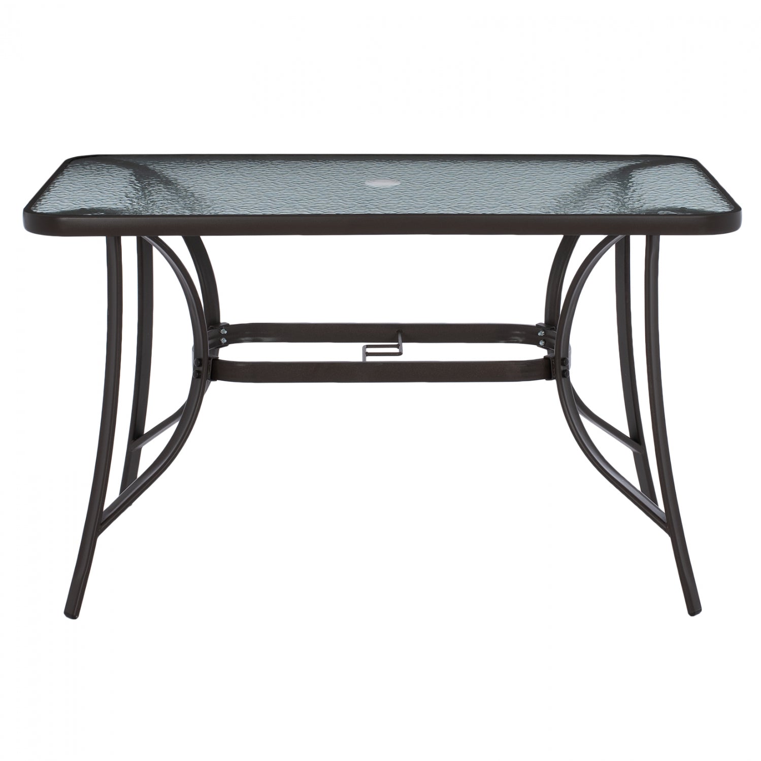 Градинска маса Браво с отвор за чадър 120х70 -кафяв цвят метал