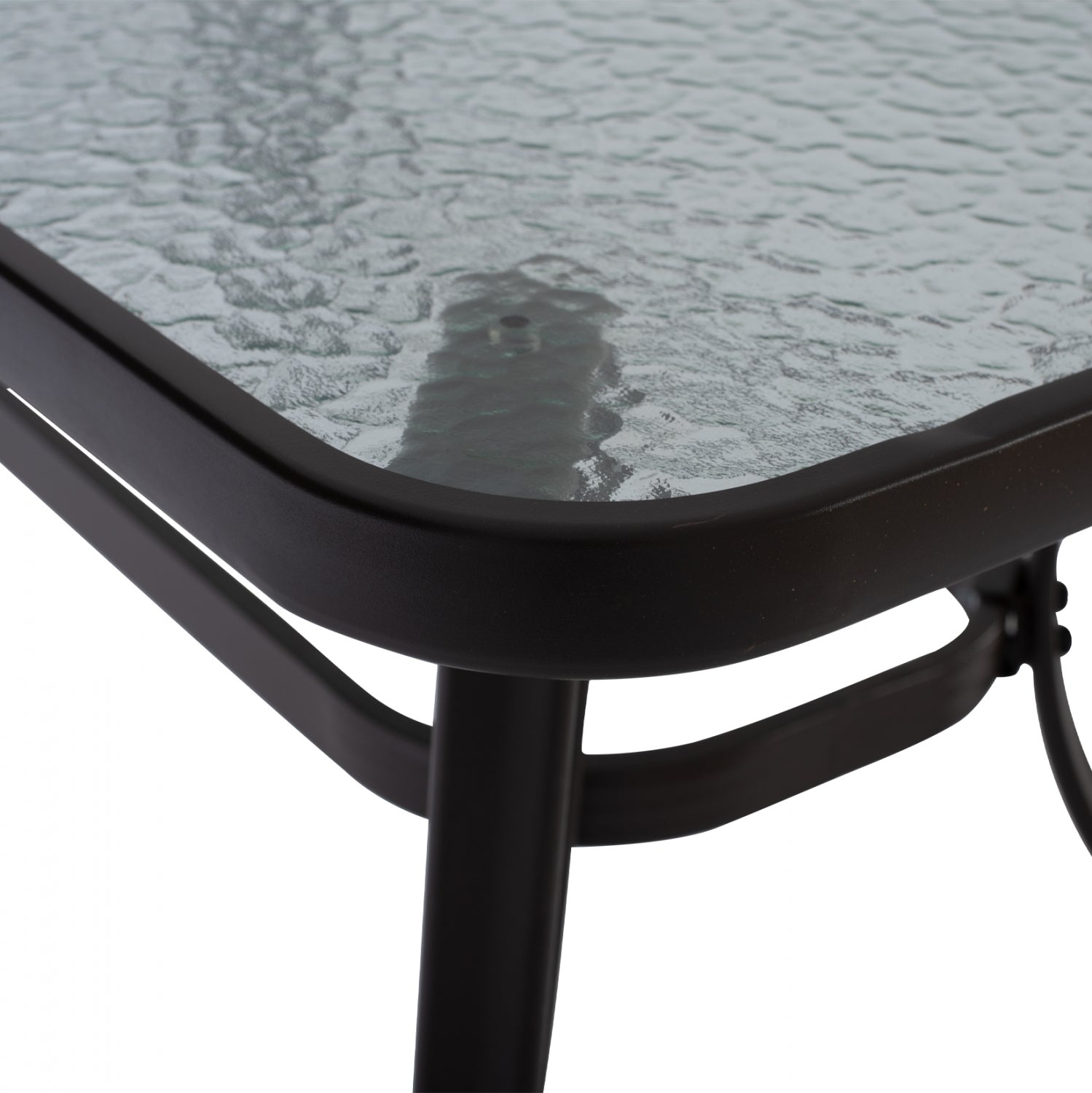 Градинска маса Браво с отвор за чадър 120х70 -кафяв цвят метал