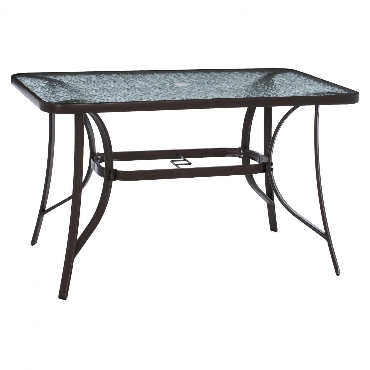 Градинска маса Браво с отвор за чадър 120х70 -кафяв цвят метал