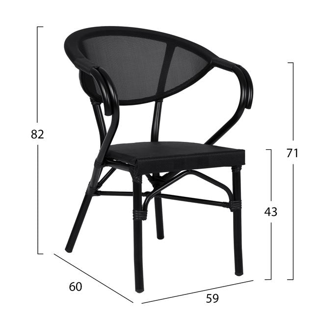 Стол BAMBOO черен цвят  59x60x82