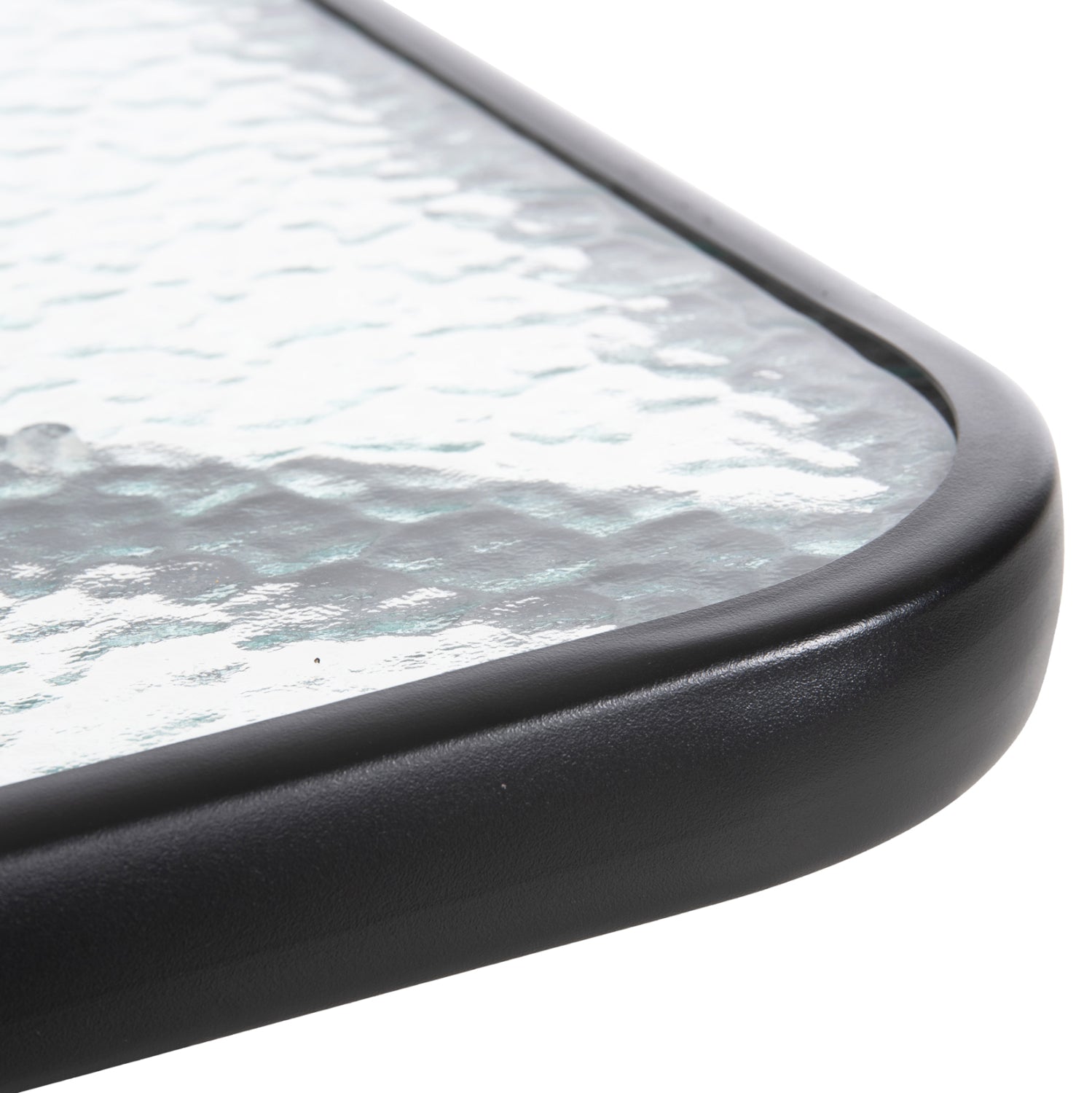 Градинска маса Figo, черен метал - стъклен плот 70x70x70всм