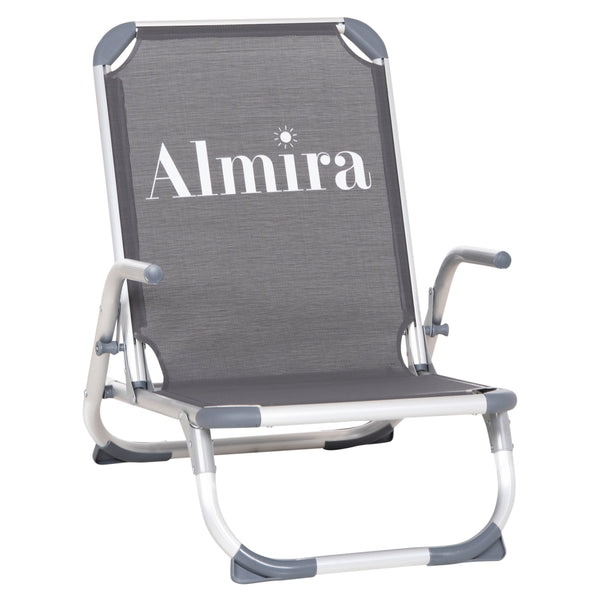 Плажен стол ALMIRA сив - висока облегалка 55x71x66см