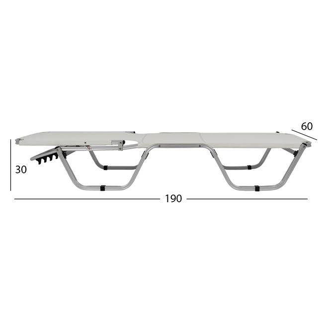 Алуминиев шезлонг Валдо  -бял цвят  195x53-60x30 cm