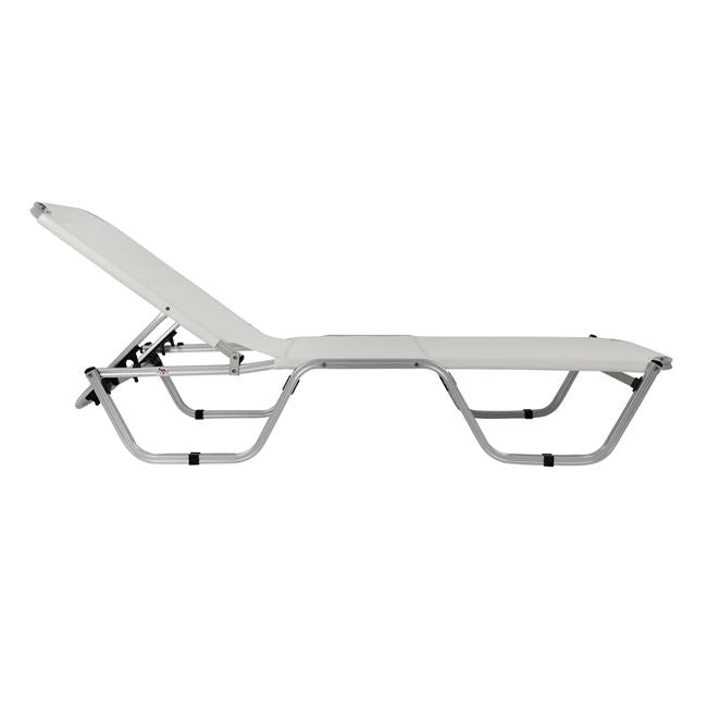 Алуминиев шезлонг Валдо  -бял цвят  195x53-60x30 cm
