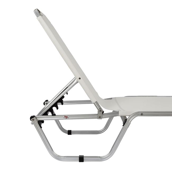 Алуминиев шезлонг Валдо  -бял цвят  195x53-60x30 cm