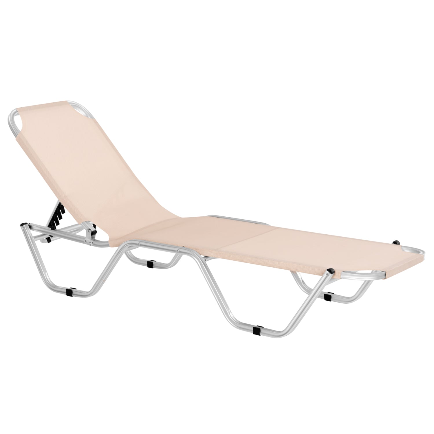Алуминиев шезлонг Валдо -цвят крем  195x53-60x30 cm