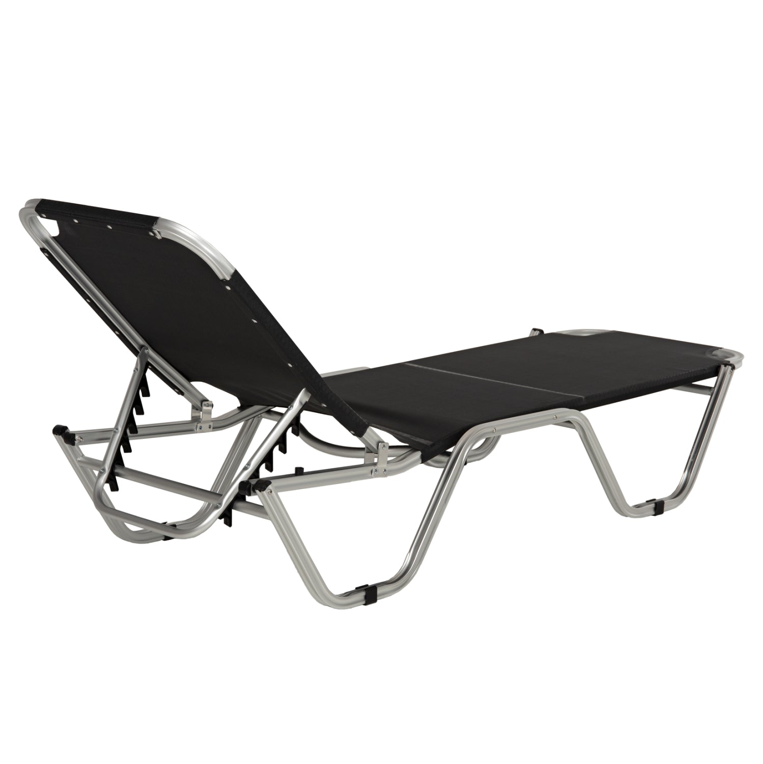 Алуминиев шезлонг  Валдо -черен цвят  195x53-60x30 cm