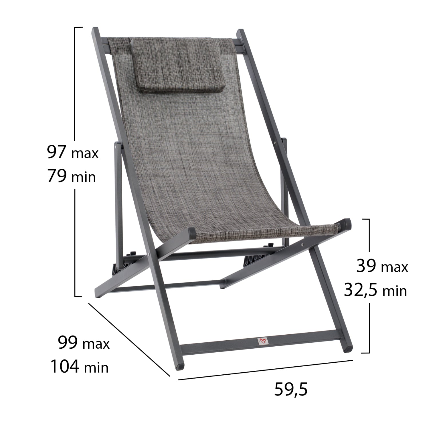 Плажен стол Кеа сив цвят 59,5x102,5x94
