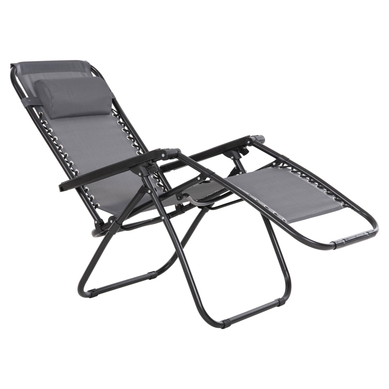 Кресло RELAX  сив текстилен-черен метал 67x145x110см.