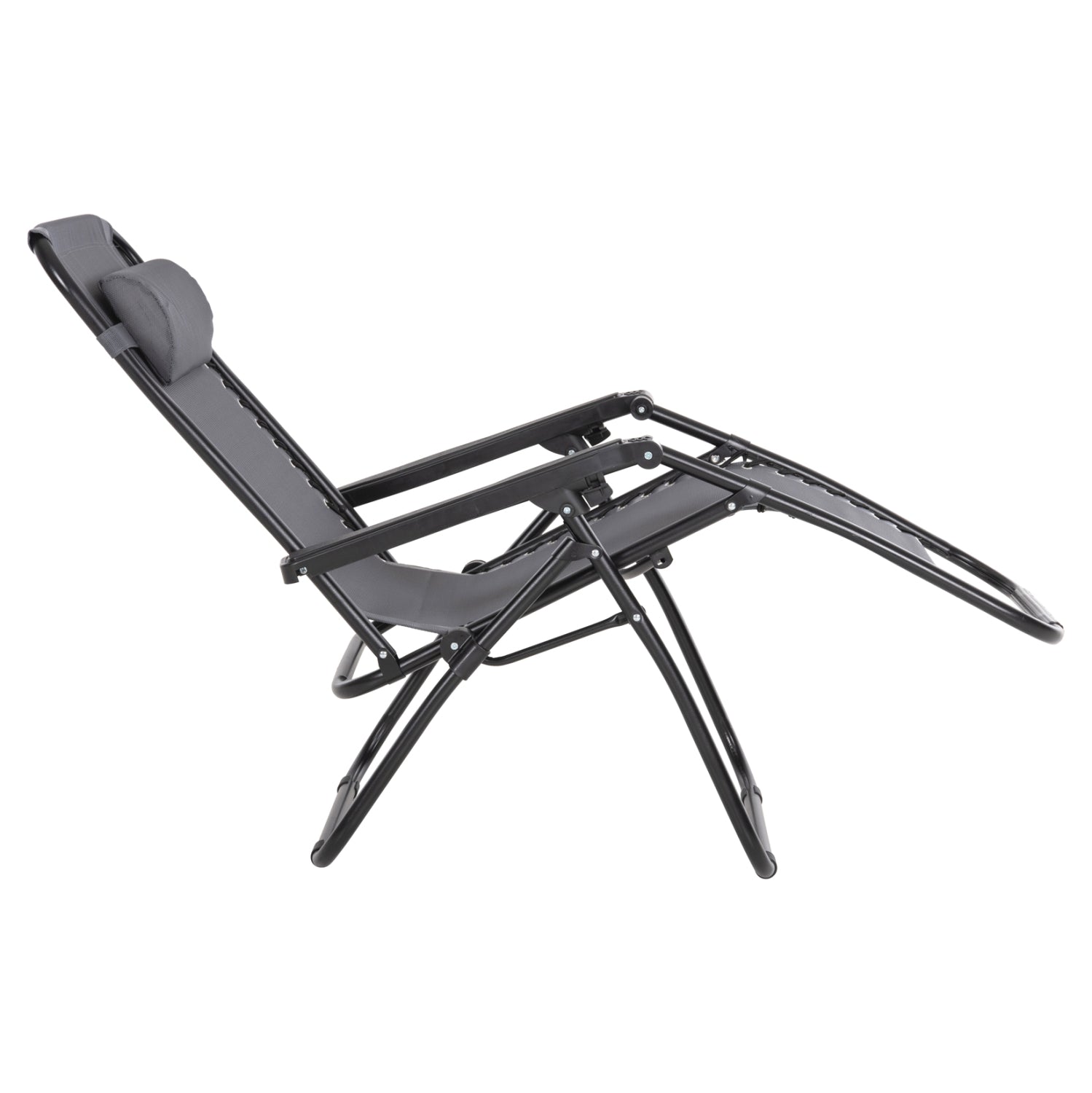 Кресло RELAX  сив текстилен-черен метал 67x145x110см.