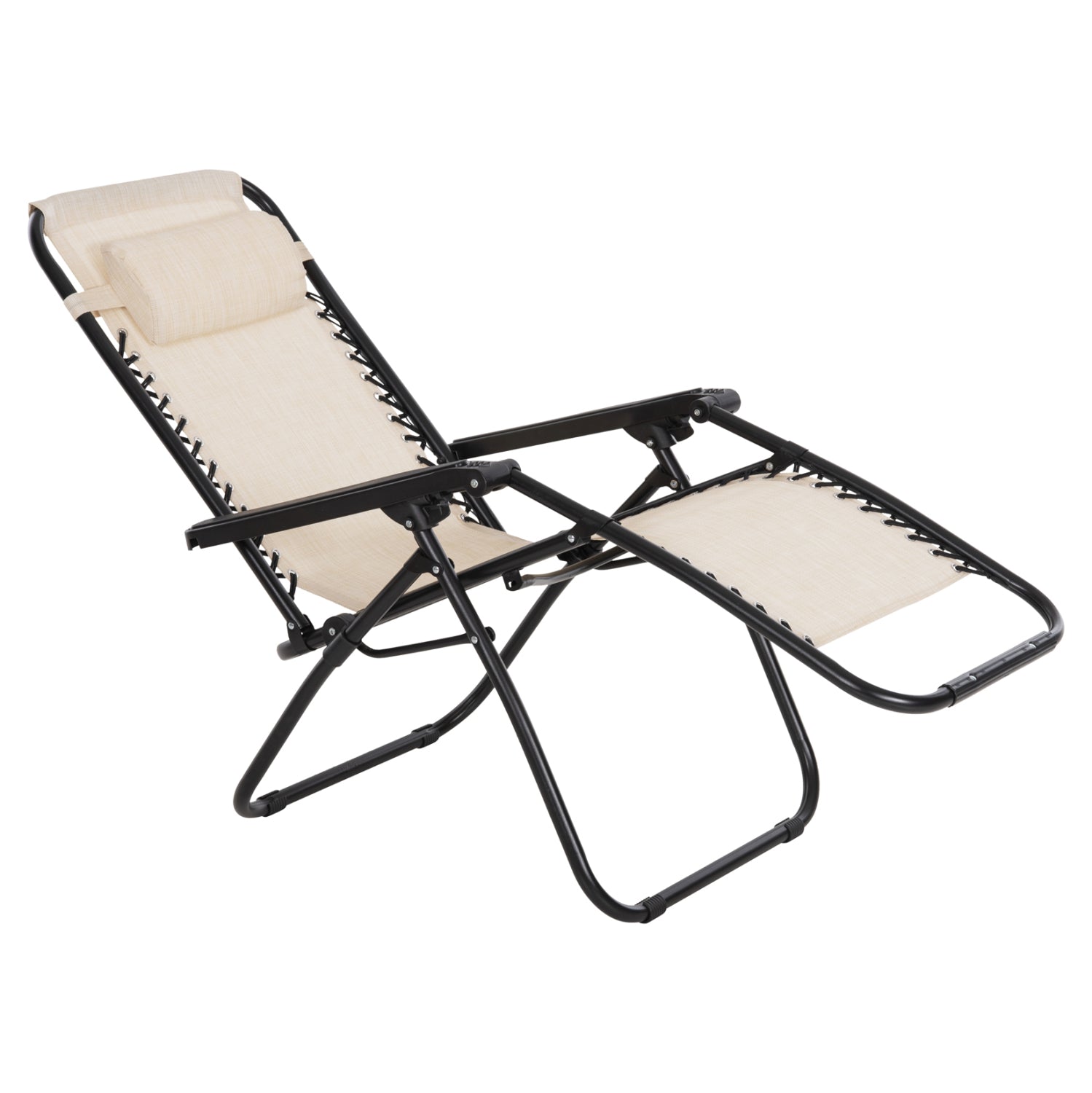 Кресло RELAX  бежов текстилен-черен метал 67x145x110см.