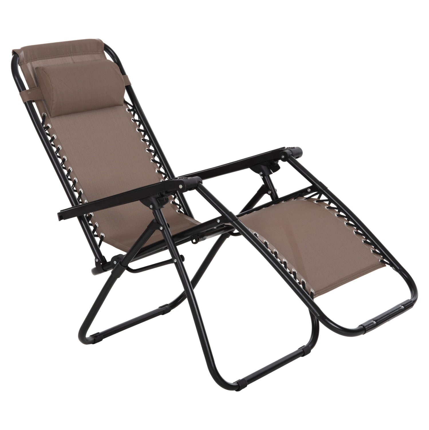 Кресло RELAX  бежово кафяв текстил-черен метал 67х145х110см.
