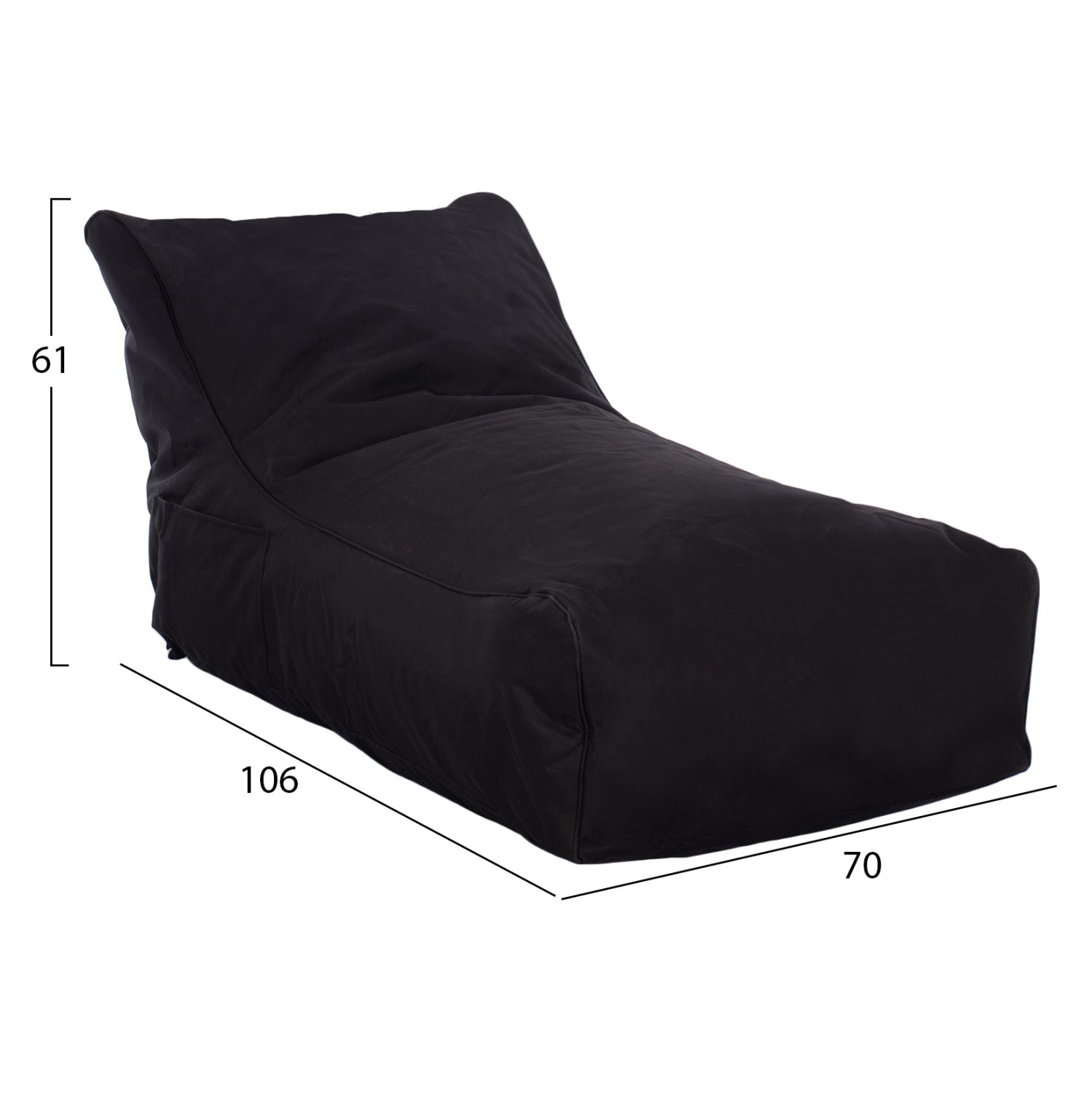 Пуф BLOOM черен цвят 100% водоустойчив  106x70x61