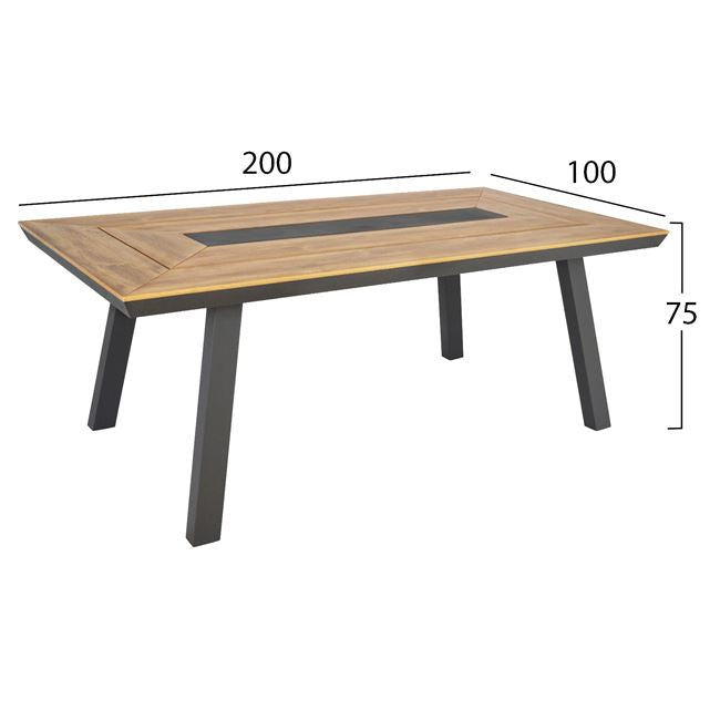 Градински комплект SAGA 7части в сив цвят КГ5233.02 с маса 200x100x75