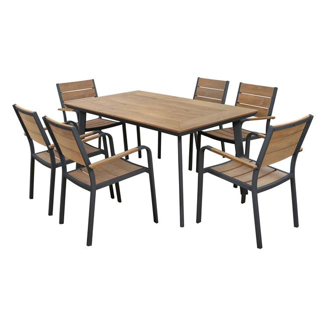 Градински комплект SAGA 7 бр сив цвят с маса 160x90x76 см./КГ5240.02