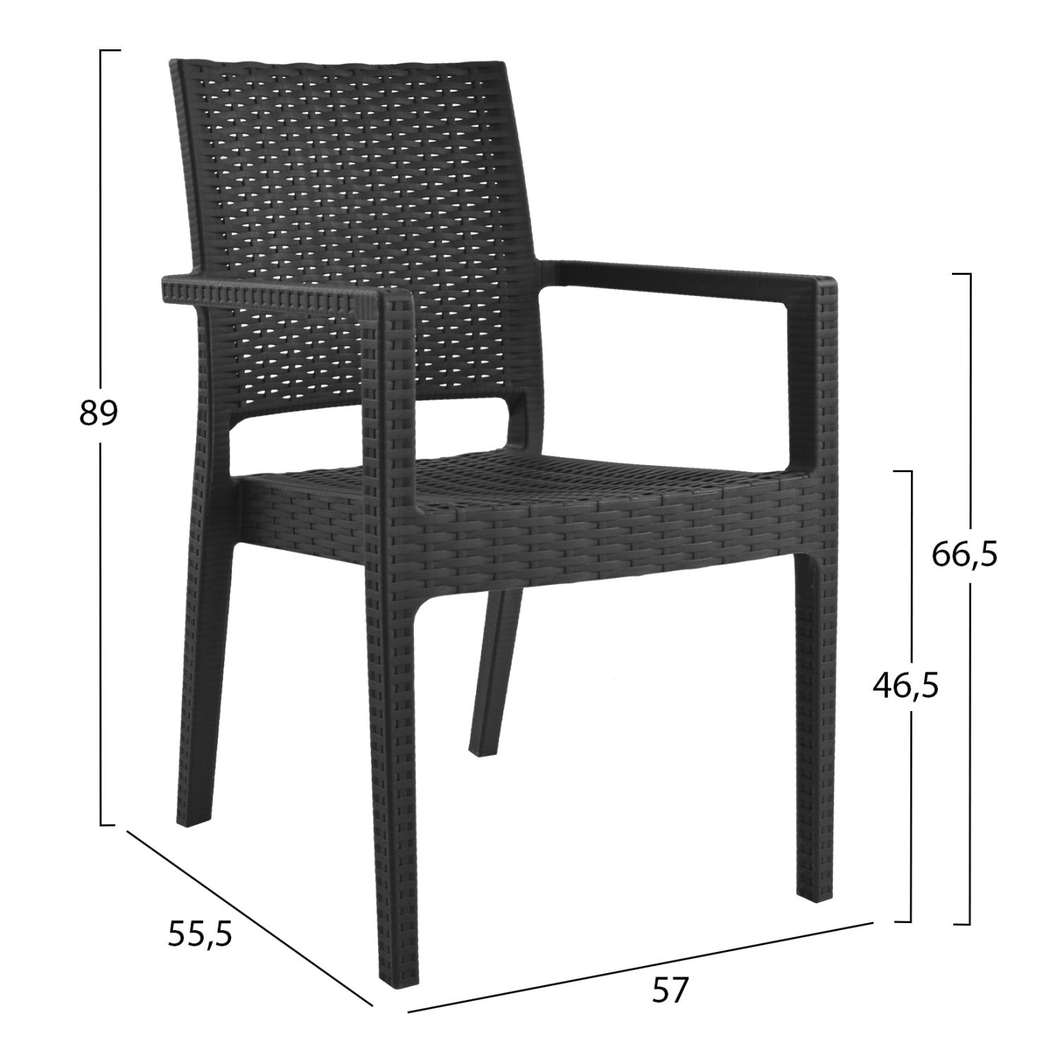 Полипропиленов стол Кaganu, тъмно сив, 57x55.5x89 см