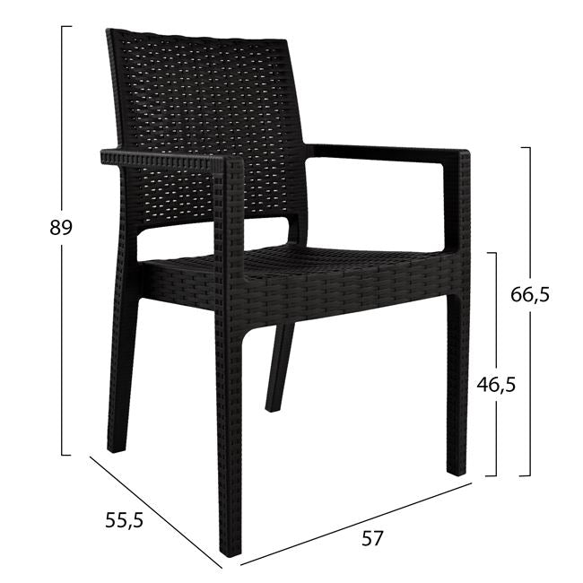 Полипропиленов стол  КAGANU тъмно кафяв 57x55.5x89 см