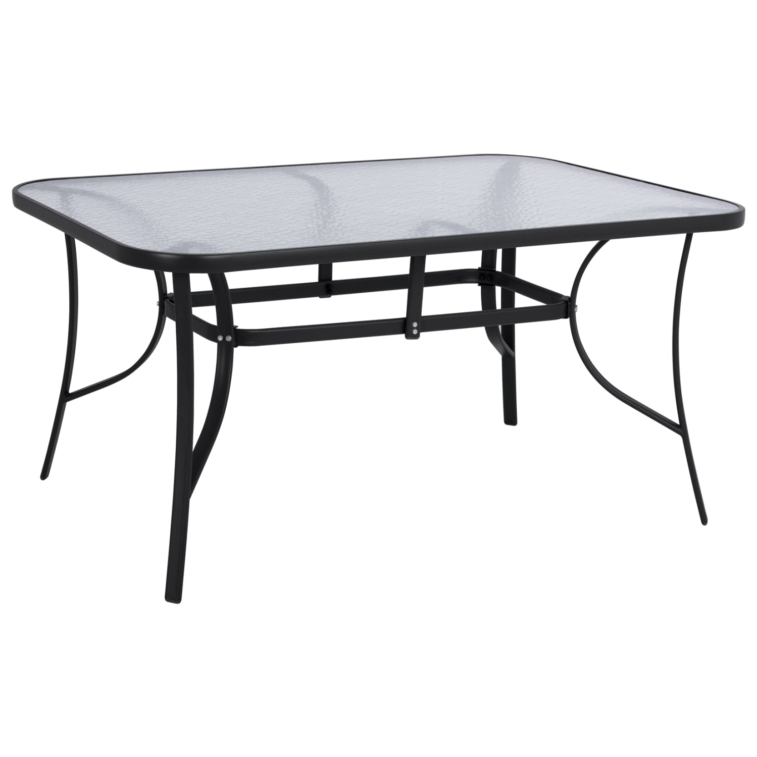 Маса BRUNO 150x90x72 см, черен метал със стъклена повърхност