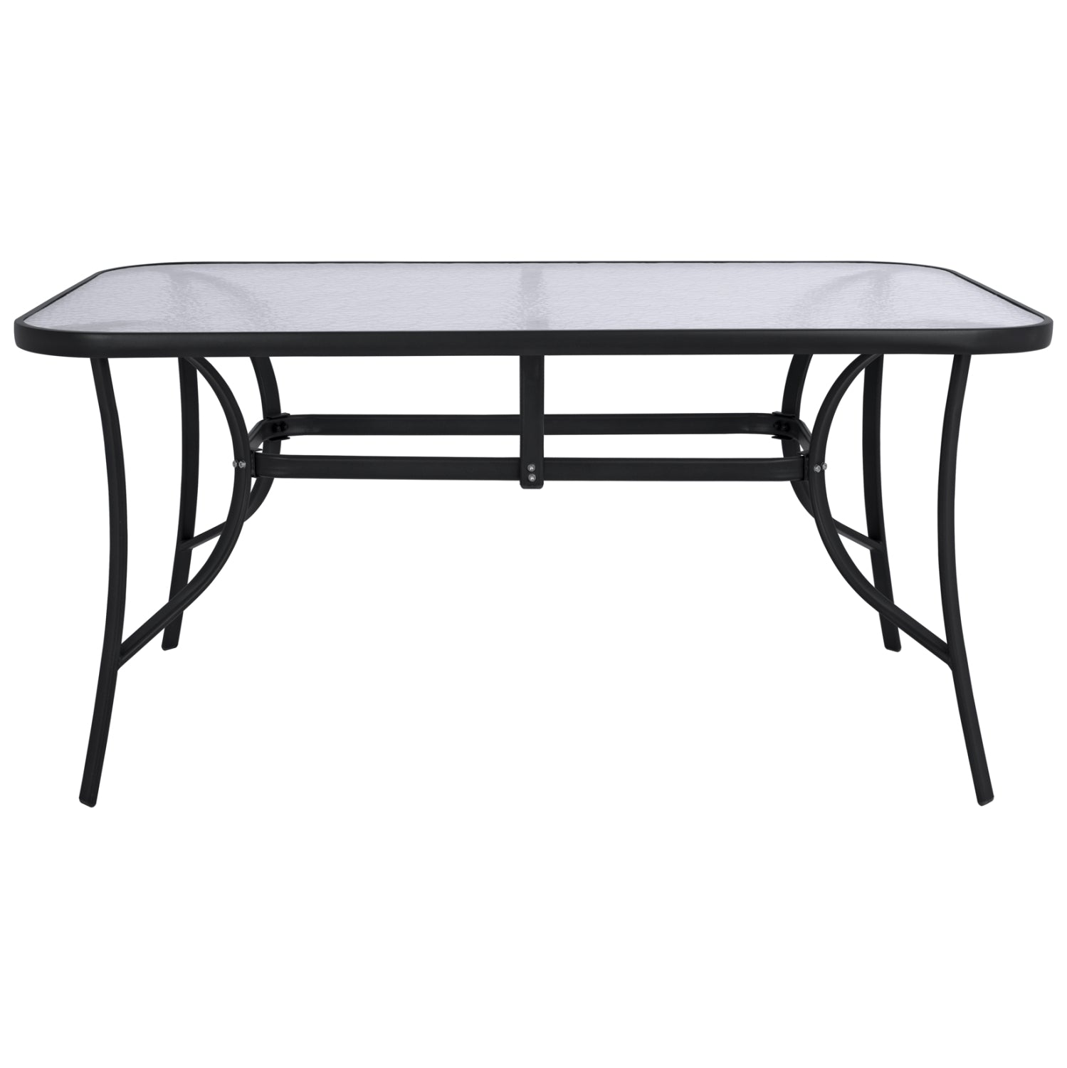 Маса BRUNO 150x90x72 см, черен метал със стъклена повърхност