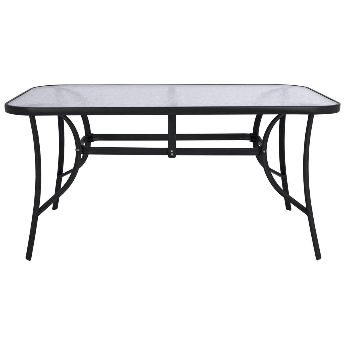 Маса BRUNO 150x90x72 см, черен метал със стъклена повърхност