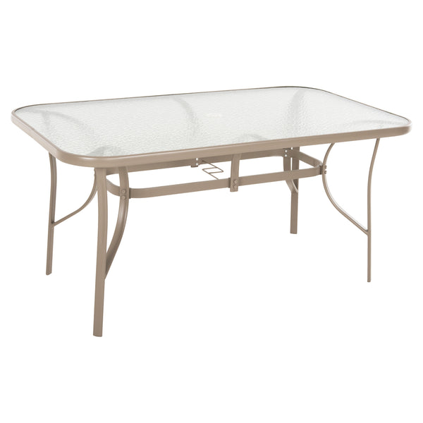 Маса BRUNO 150x90x72см метална , шампанско с отвор за чадър φ38мм