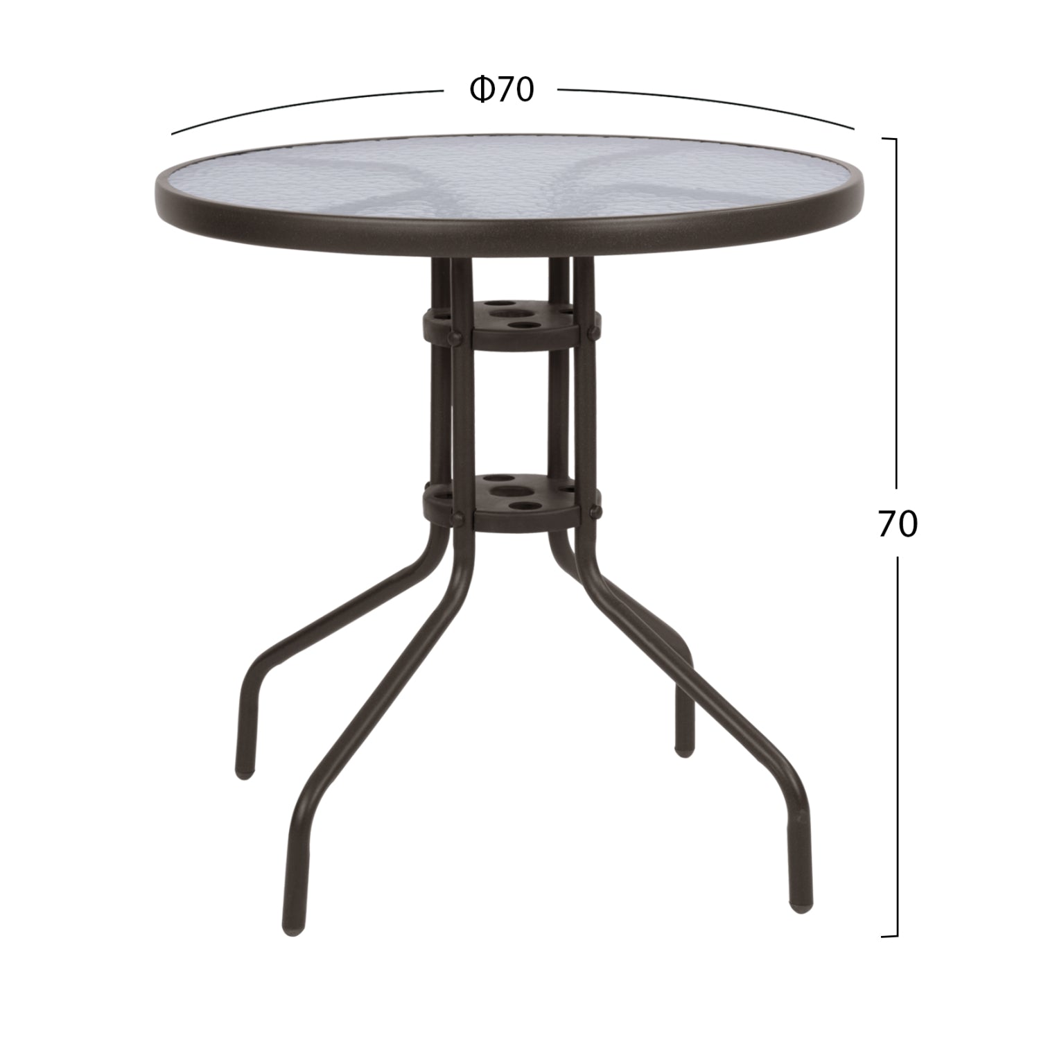 Маса LIMA  ф70 -кафяв цвят метал/стъкло