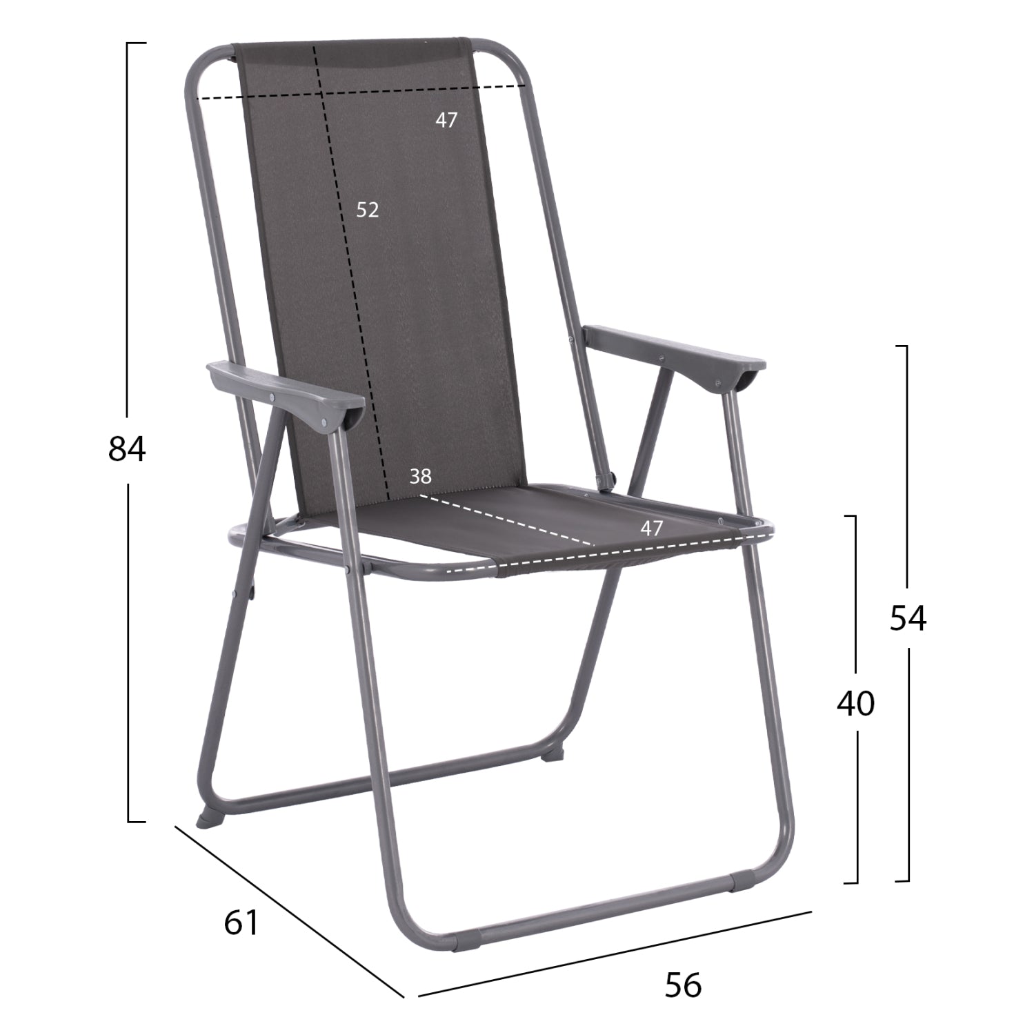 Сгъваем стол DEVAL  сив цвят 56x61x84