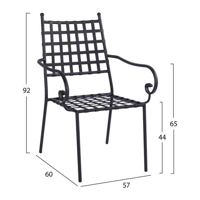 Стол  KENNEDY черен цвят метал 57x60x92