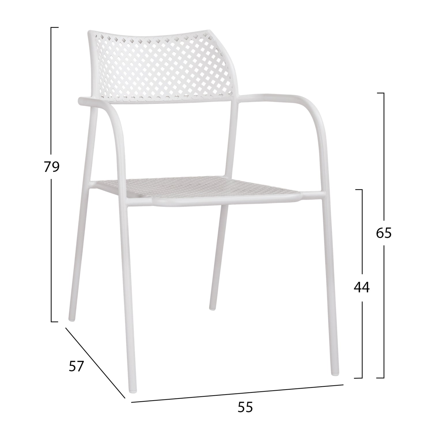 Стол метален THETIS  бял цвят  55x57x79