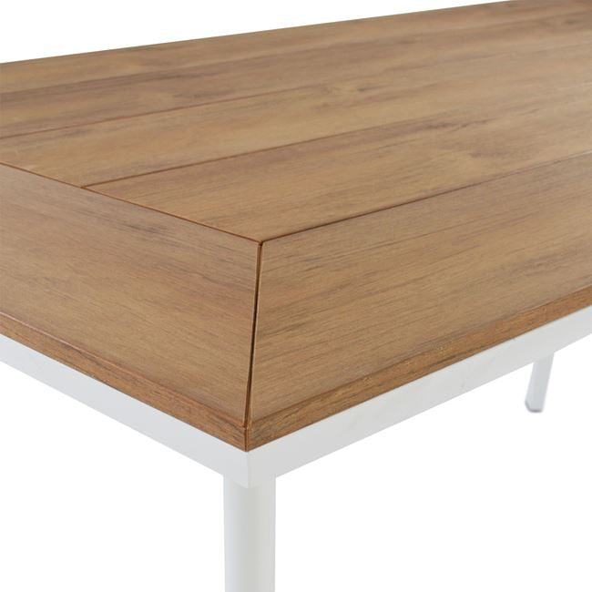 Комплект от 7 части с маса 160x92 -цвят бял-натурал и 6 стола алуминий с полидърво