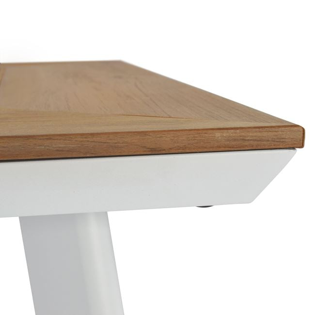 Комплект от 7 части с маса 160x92 -цвят бял-натурал и 6 стола алуминий с полидърво