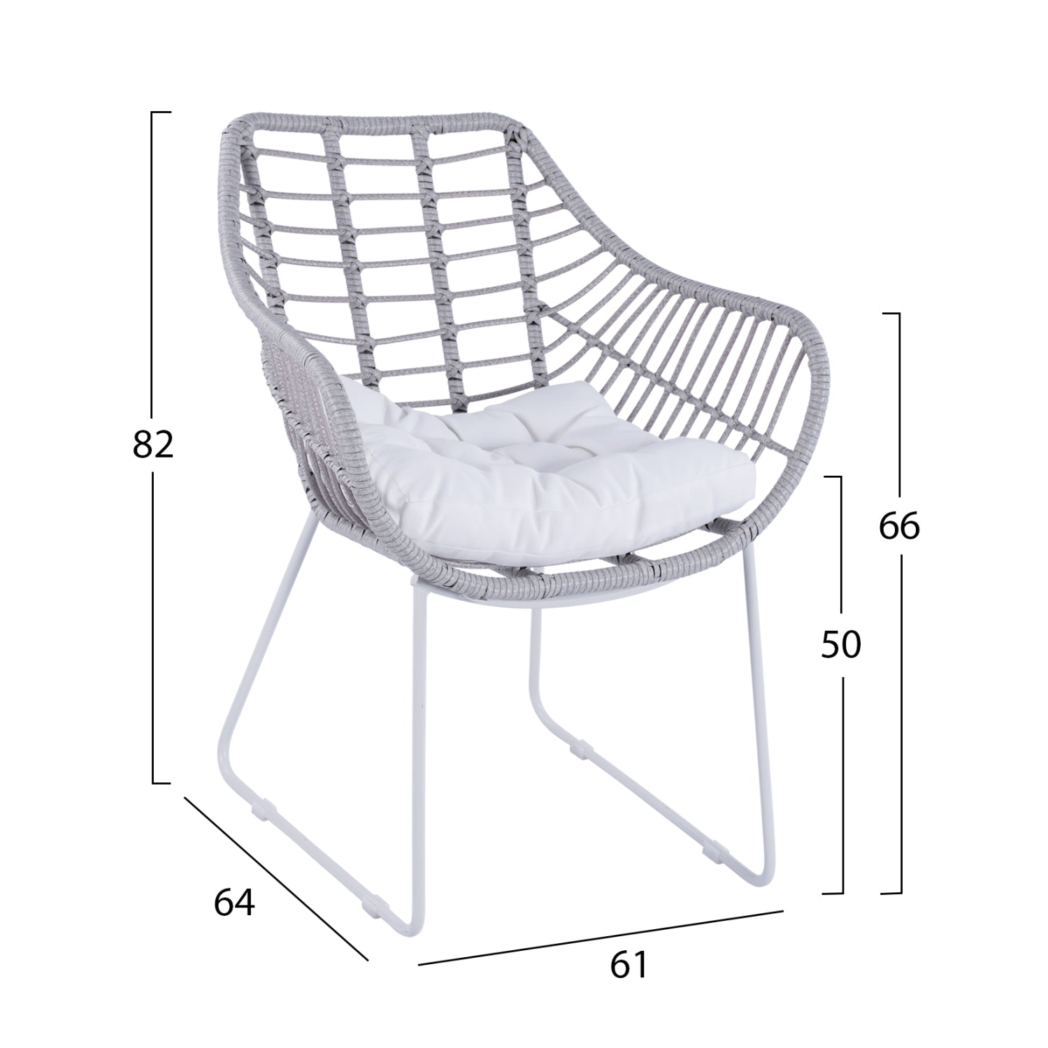 Кресло Алегра 2 -бял мат  60x56x84