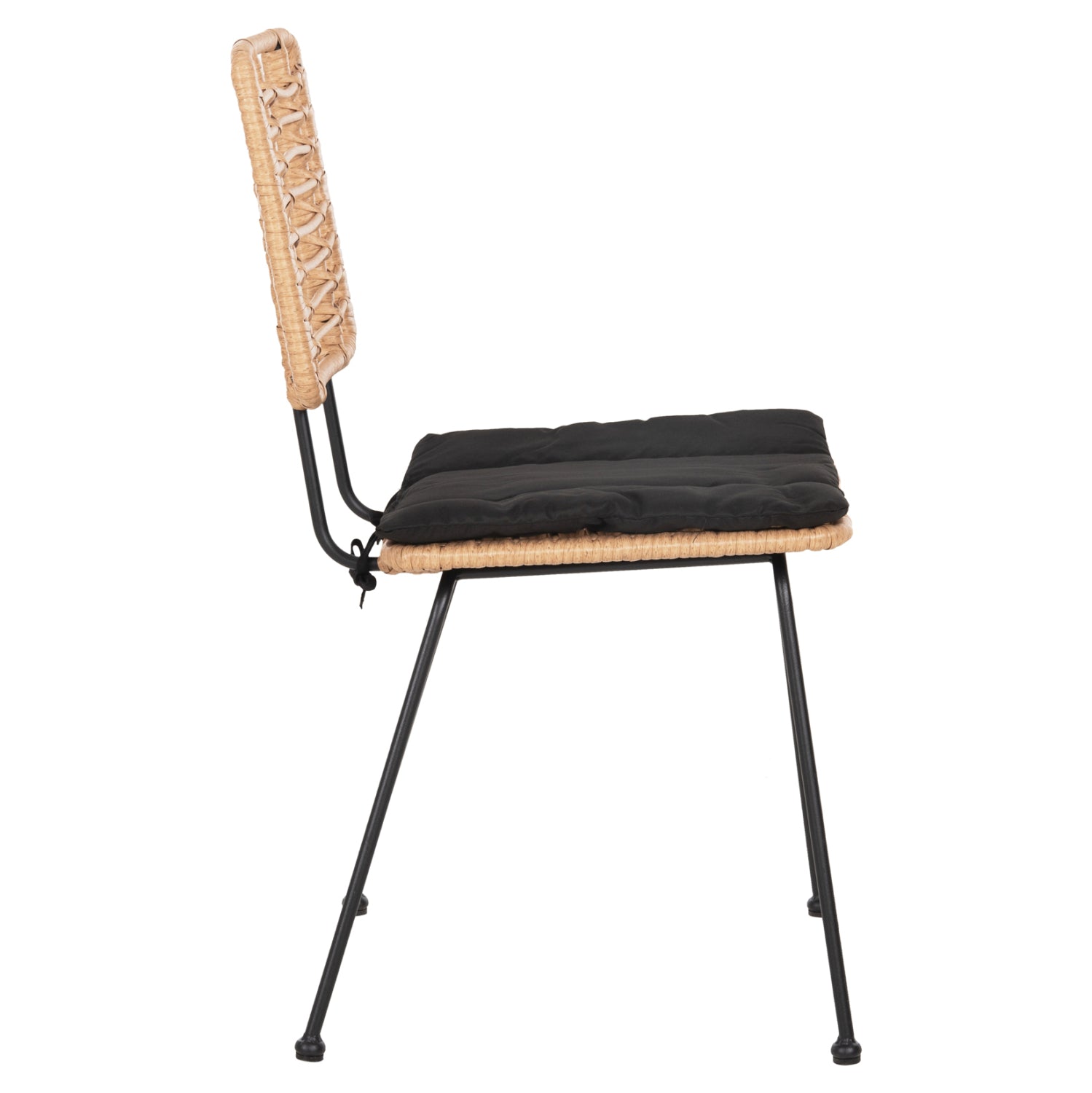 Градински стол Алегра, метален и черно-бежов, плетен, с възглавница 50.5x49.5x88см