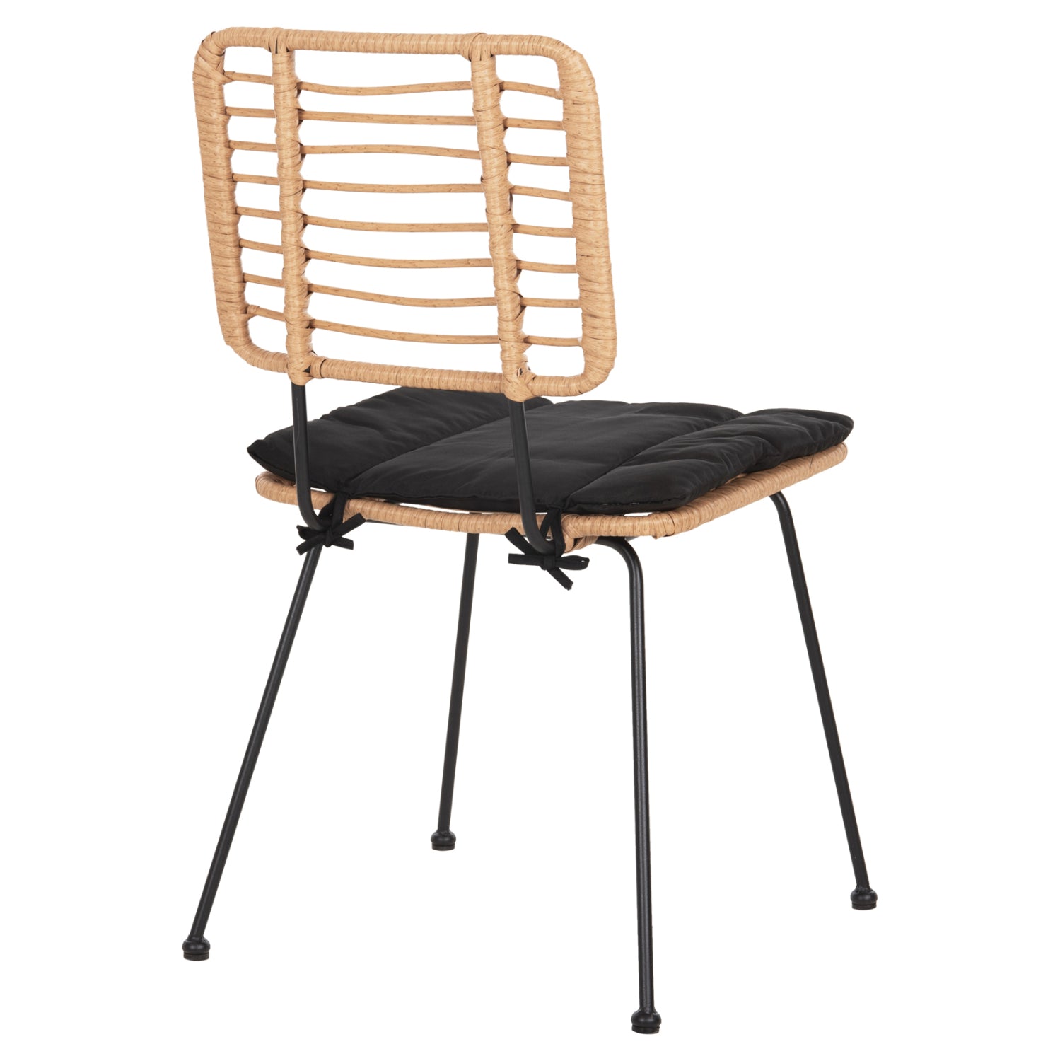 Градински стол Алегра, метален и черно-бежов, плетен, с възглавница 50.5x49.5x88см