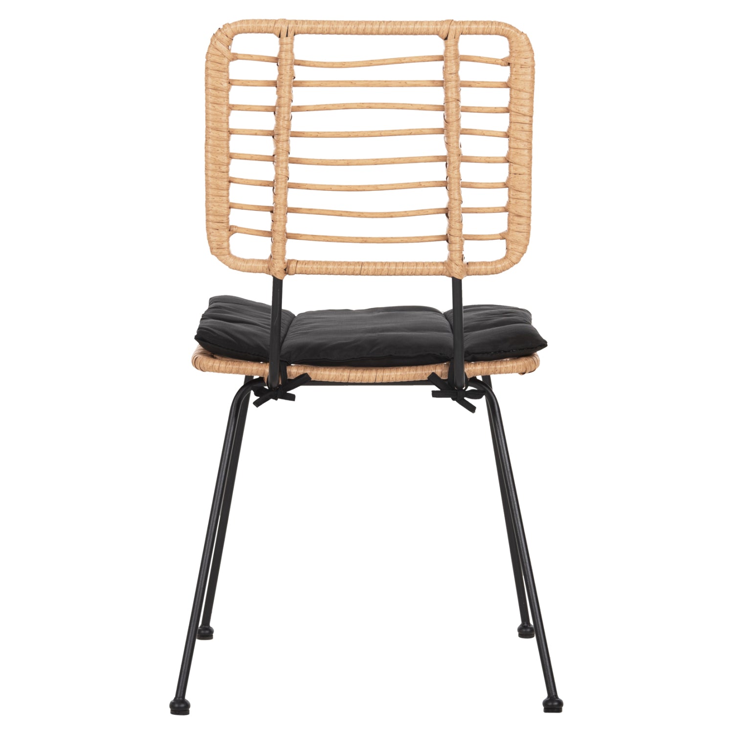 Градински стол Алегра, метален и черно-бежов, плетен, с възглавница 50.5x49.5x88см