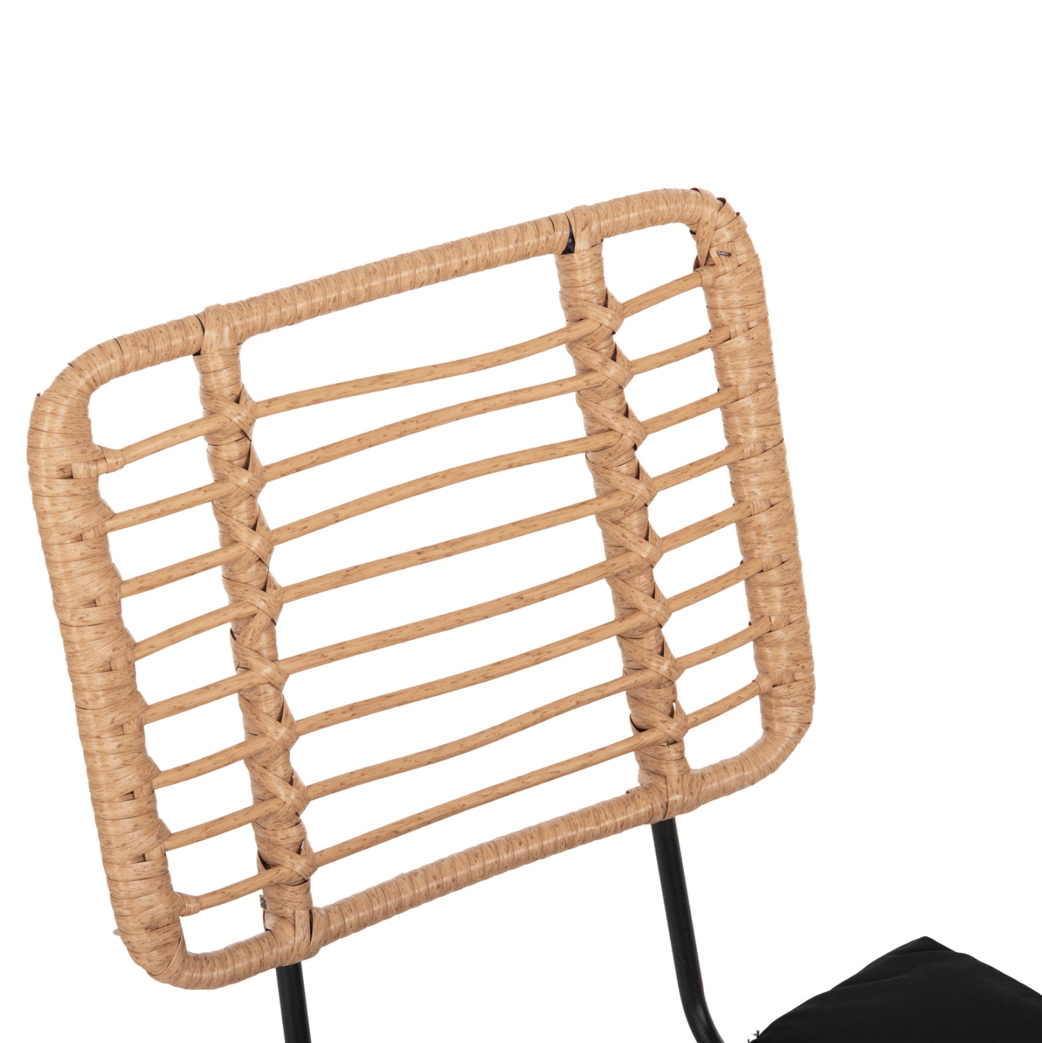 Градински стол Алегра, метален и черно-бежов, плетен, с възглавница 50.5x49.5x88см