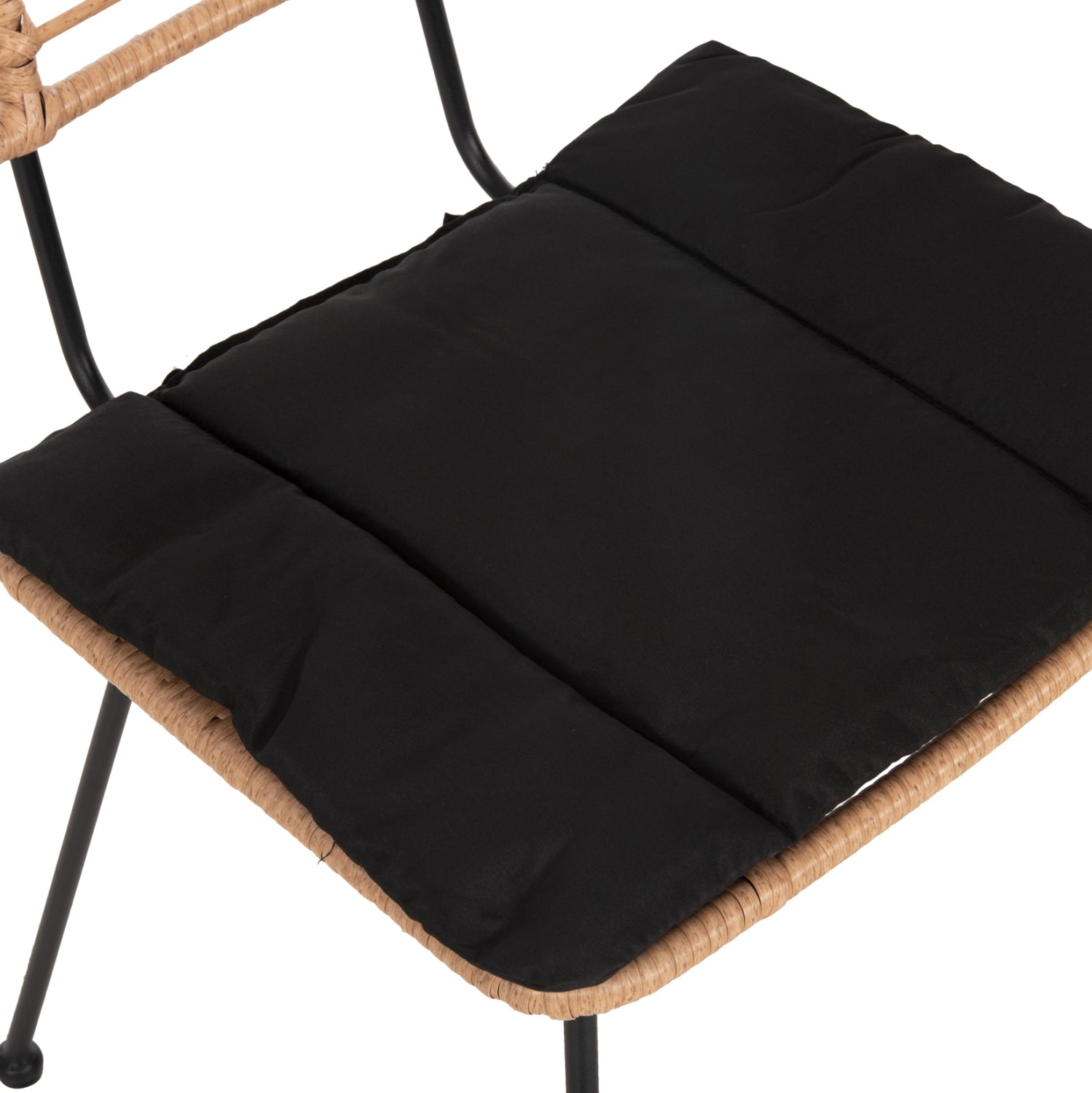 Градински стол Алегра, метален и черно-бежов, плетен, с възглавница 50.5x49.5x88см