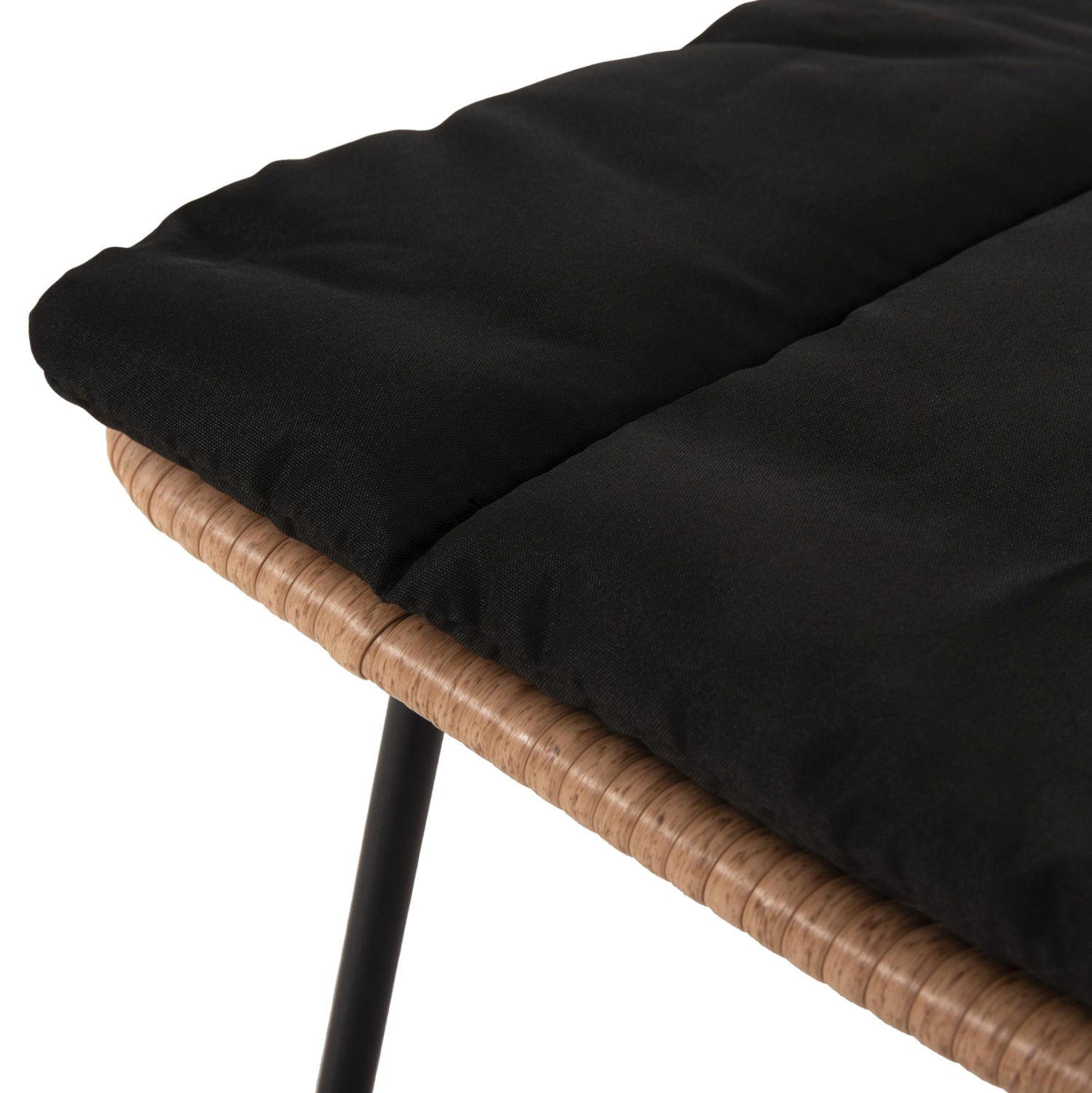 Градински стол Алегра, метален и черно-бежов, плетен, с възглавница 50.5x49.5x88см