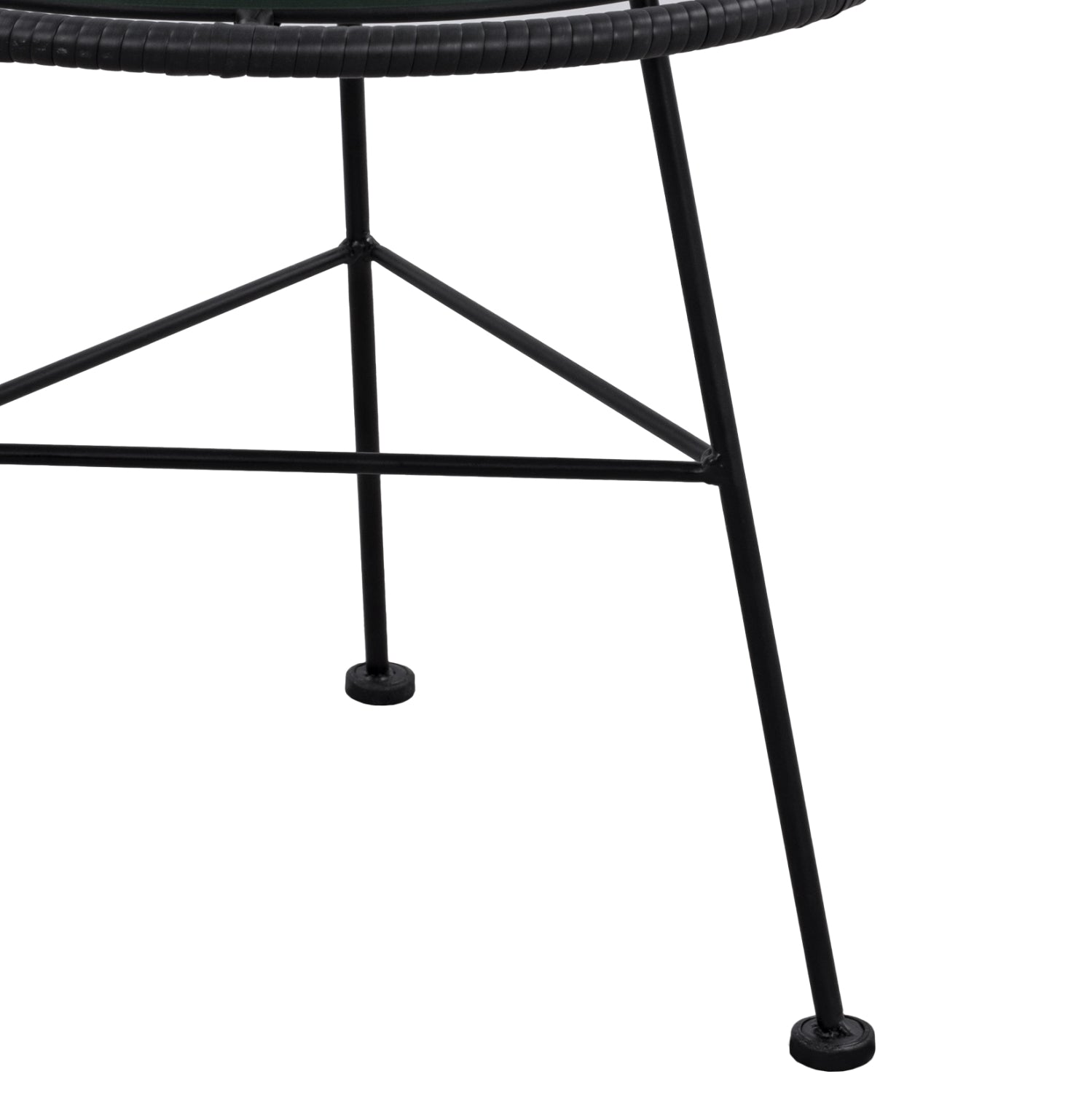 Маса Алегра  ф45 см -черна-метал,ракита ,стъкло