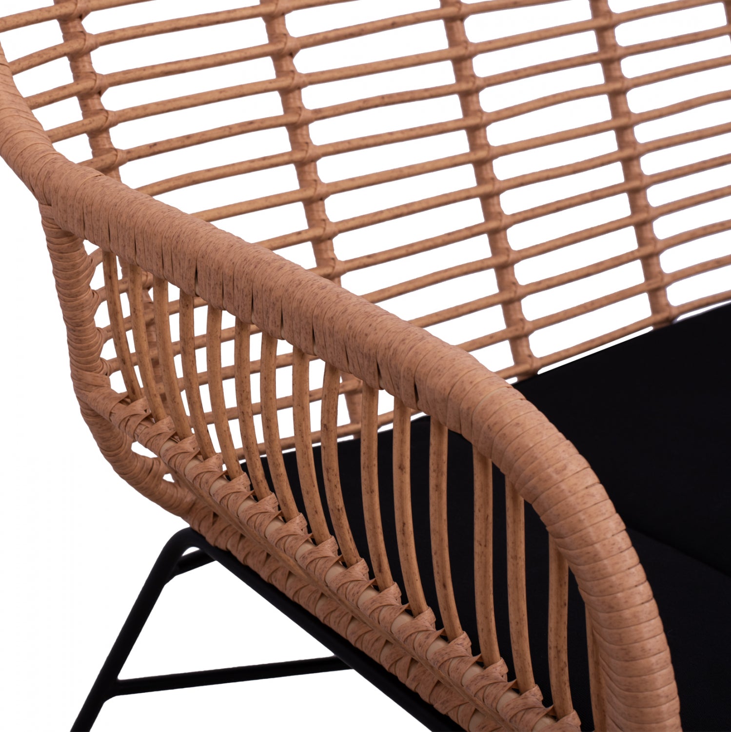 Градински комплект Алегра цвят кафяв-черен/диван с 2 кресла и маса 100x45x44,5