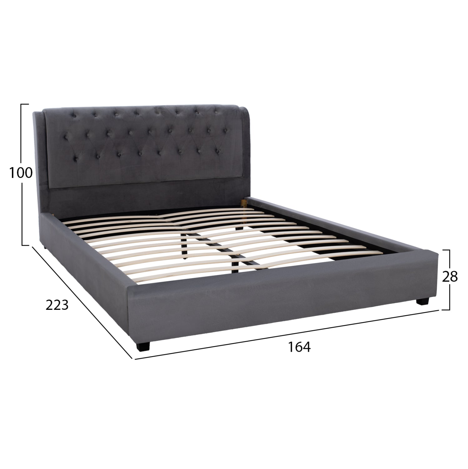 Кадифено легло Odalys сив цвят - за матрак 150x200см